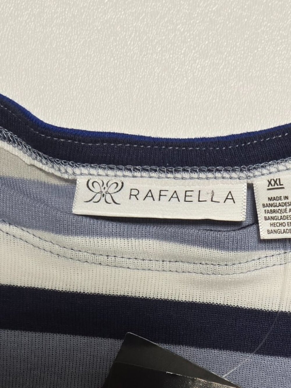NWT Rafaella Women Cotton Striped Blouse Blue White Gray Size XXL Boat NecK - Picture 3 of 8
